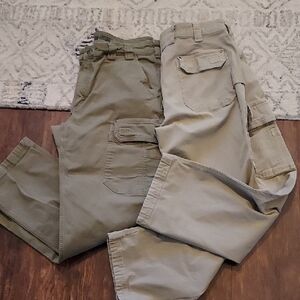 Duluth Men's Cargo Pants - Olive and Khaki Set of 2 Flex Fire Hose 40 X 34